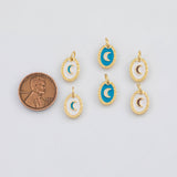 18K Gold PVD Enamel Moon Pendant Charm 9x12mm s White Gold Charms - Tarnish Resistant