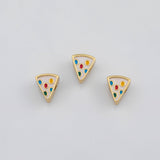18K Gold PVD Enamel Pizza Bead 9x9mm s Gold Charms - Tarnish Resistant