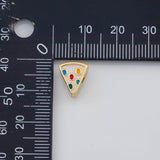 18K Gold PVD Enamel Pizza Bead 9x9mm s Gold Charms - Tarnish Resistant