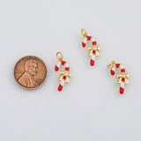 18K Gold PVD Enamel Cy Cane Christmas Charm 16x8mm s Gold Charms - Tarnish Resistant