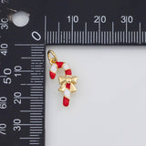 18K Gold PVD Enamel Cy Cane Christmas Charm 16x8mm s Gold Charms - Tarnish Resistant