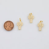 18K Gold PVD Cactus Charm 10x18mm s Gold Charms - Tarnish Resistant