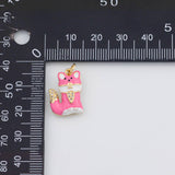 18K Gold PVD Enamel Cat Fox s White Gold Charms - Tarnish Resistant