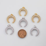 18K Gold PVD Horn Charm 19mm s White Gold Charms - Tarnish Resistant