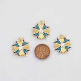 18K Gold PVD Star Sunburst Cross Charm Pendant 21mm Charms - Tarnish Resistant