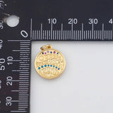 18K Gold PVD Gold Round Pendant 16mm s White Gold Charms - Tarnish Resistant