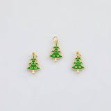18K Gold PVD Christmas Tree 11x18mm s White Gold Charms - Tarnish Resistant