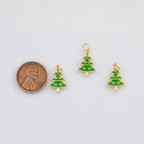 18K Gold PVD Christmas Tree 11x18mm s White Gold Charms - Tarnish Resistant