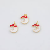 18K Gold PVD Christmas Moon Charms 14x17mm s White Gold Charms - Tarnish Resistant