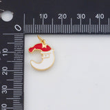 18K Gold PVD Christmas Moon Charms 14x17mm s White Gold Charms - Tarnish Resistant