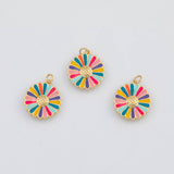 18K Gold PVD Enamel Daisy 18mm s White Gold Charms - Tarnish Resistant