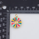 18K Gold PVD Enamel Daisy 18mm s White Gold Charms - Tarnish Resistant