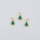 18K Gold PVD Christmas Tree Charm 6x8mm s Gold Charms - Tarnish Resistant