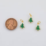 18K Gold PVD Christmas Tree Charm 6x8mm s Gold Charms - Tarnish Resistant