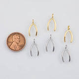 18K Gold PVD Wishbone wish bone charm - Tarnish Resistant