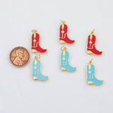 18K Gold PVD Cowboy boots charm enamel - Tarnish Resistant