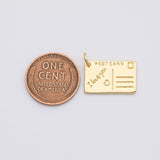 18K Gold PVD PostCard- 12x18mm- 22k charms pendant charms - Tarnish Resistant