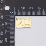 18K Gold PVD PostCard- 12x18mm- 22k charms pendant charms - Tarnish Resistant