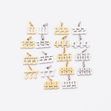 18K Gold PVD Tiny angel number tag charm gold dainty lucky number pendant 111, 222, 333, 444, 555, 666, 777, 888, 999 ag606 - Tarnish Resi