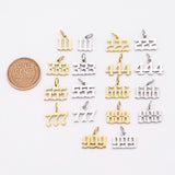 18K Gold PVD Tiny angel number tag charm gold dainty lucky number pendant 111, 222, 333, 444, 555, 666, 777, 888, 999 ag606 - Tarnish Resi