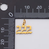 18K Gold PVD Tiny angel number tag charm gold dainty lucky number pendant 111, 222, 333, 444, 555, 666, 777, 888, 999 ag606 - Tarnish Resi