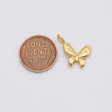 18K Gold PVD line-textured butterfly mini charm | ag-701 20.3mm x 15.5mm x 2.4mm - Tarnish Resistant