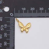 18K Gold PVD line-textured butterfly mini charm | ag-701 20.3mm x 15.5mm x 2.4mm - Tarnish Resistant