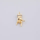 18K Gold PVD rock on rocker- rock roll h symbol charm - 14x25mm - Tarnish Resistant
