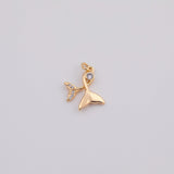 18K Gold PVD Whale tail dolphin mermaid tail charm - Tarnish Resistant