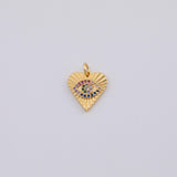 18K Gold PVD Evil eye heart charm - Tarnish Resistant