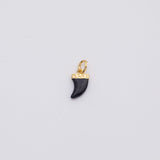 18K Gold PVD Black enamel horn tooth charm - Tarnish Resistant