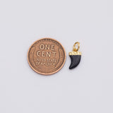 18K Gold PVD Black enamel horn tooth charm - Tarnish Resistant