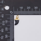 18K Gold PVD Black enamel horn tooth charm - Tarnish Resistant
