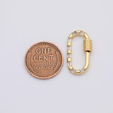 18K Gold PVD Carabiner screw clasp charm - Tarnish Resistant
