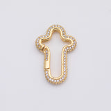 18K Gold PVD Carabiner push clasp cross - Tarnish Resistant