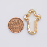 18K Gold PVD Carabiner push clasp cross - Tarnish Resistant