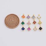 18K Gold pvd 5mm birthstone charm solitaire diamond square charms round made in usa - Tarnish Resistant