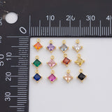 18K Gold PVD 5mm birthstone charm solitaire diamond square charms round made in usa - Tarnish Resistant