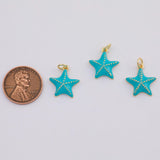 18K Gold PVD starfish charms 14mm turquoise enamel pendant charms - Tarnish Resistant