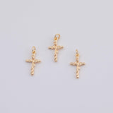 18K Gold PVD Rose Flower Cross Charm | AG-732 10x16mm - Tarnish Resistant