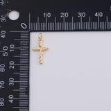 18K Gold PVD Rose Flower Cross Charm | AG-732 10x16mm - Tarnish Resistant