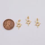 18K Gold PVD Sun splatter sunburst charm 10x15mm sun burst 22k pendant charms - Tarnish Resistant