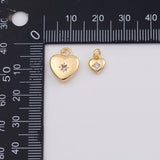 18K Gold PVD 6mm Heart Charm Heart Charms Cubic Zirconia Star | AG196 - Tarnish Resistant
