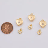 18K Gold PVD 6mm Heart Charm Heart Charms Cubic Zirconia Star | AG196 - Tarnish Resistant
