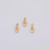 18K Gold PVD dainty hamsa evil eye charm 7x12mm h of fatima pendant charms - Tarnish Resistant