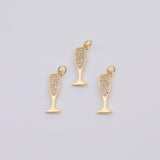 18K Gold pvd Dainty Cubic Glass Champagne / Bubbly Sparkling Wine Martini Glass New Year Party Inspired N-381 / N-382 7x20mm - Tarnish Re