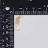 18K Gold PVD Dainty Cubic Glass Champagne / Bubbly Sparkling Wine Martini Glass New Year Party Inspired N-381 / N-382 7x20mm - Tarnish Re