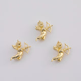 18K Gold PVD Flying Cupid 19x20mm Charm Gold Cherub Bow Arrow Angel Charm Pendant Valentine Pendant AC316 - Tarnish Resistant