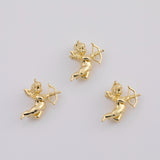 18K Gold PVD Flying Cupid 19x20mm Charm Gold Cherub Bow Arrow Angel Charm Pendant Valentine Pendant AC316 - Tarnish Resistant
