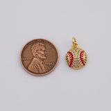 18K Gold PVD Baseball Charm, Ball Charm, Baseball Player Gift Sports Fan Dainty Small Micro Charm CH-1756 12mm - Tarnish Resistant